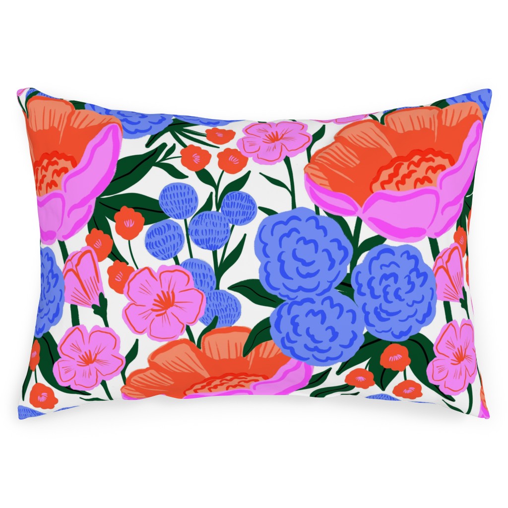 Garden Floral - Brights Outdoor Pillow, 14x20, Double Sided, Multicolor