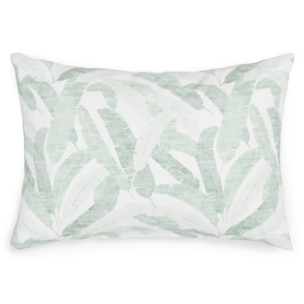 Banana Leaf - Light Outdoor Pillow, 14x20, Double Sided, Green