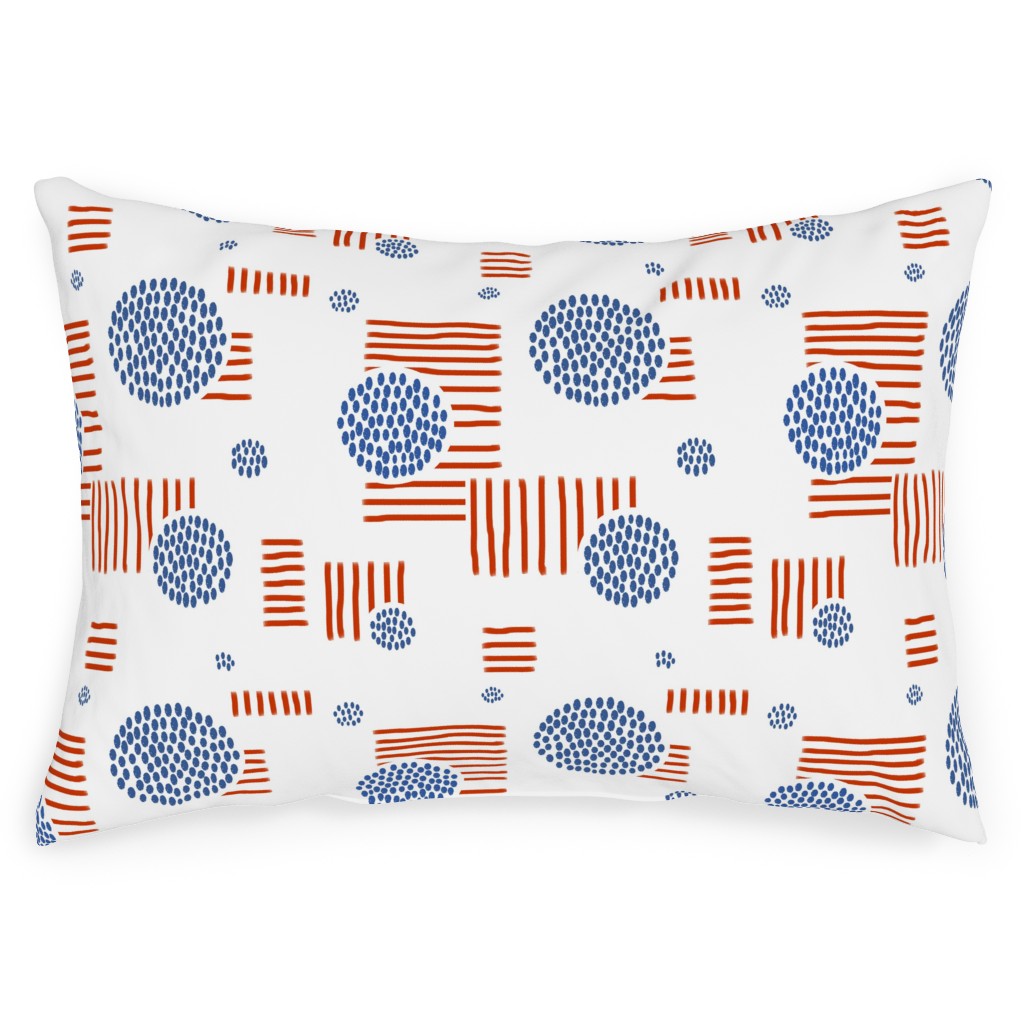 Imperfection in Red, White and Blue Outdoor Pillow, 14x20, Double Sided, Red