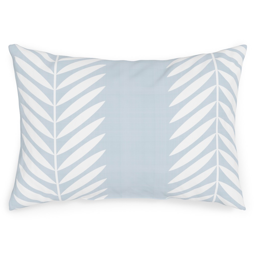 Laurel Leaf Stripe - Light Blue Outdoor Pillow, 14x20, Double Sided, Blue