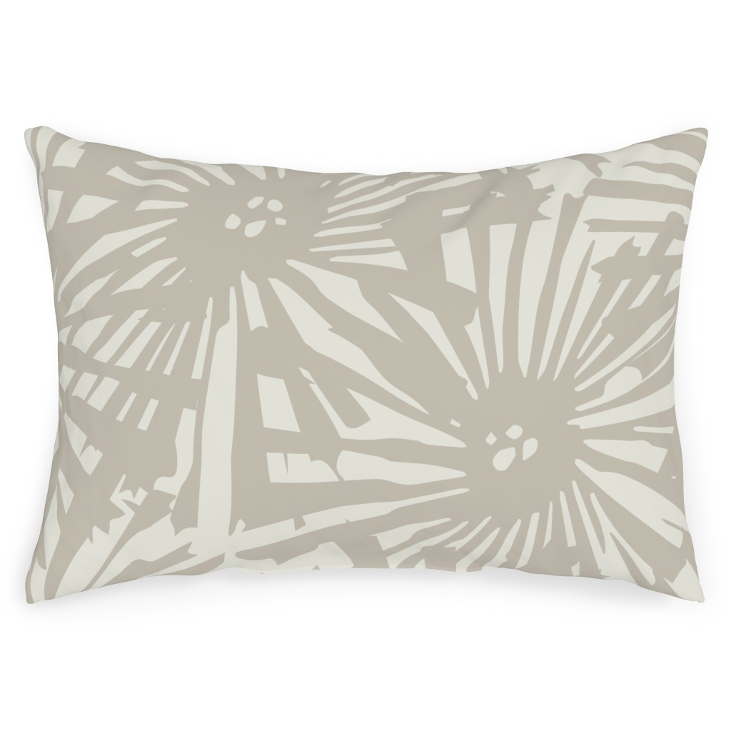 Large Cactus Flower Bloom - Beige Outdoor Pillow, 14x20, Double Sided, Beige