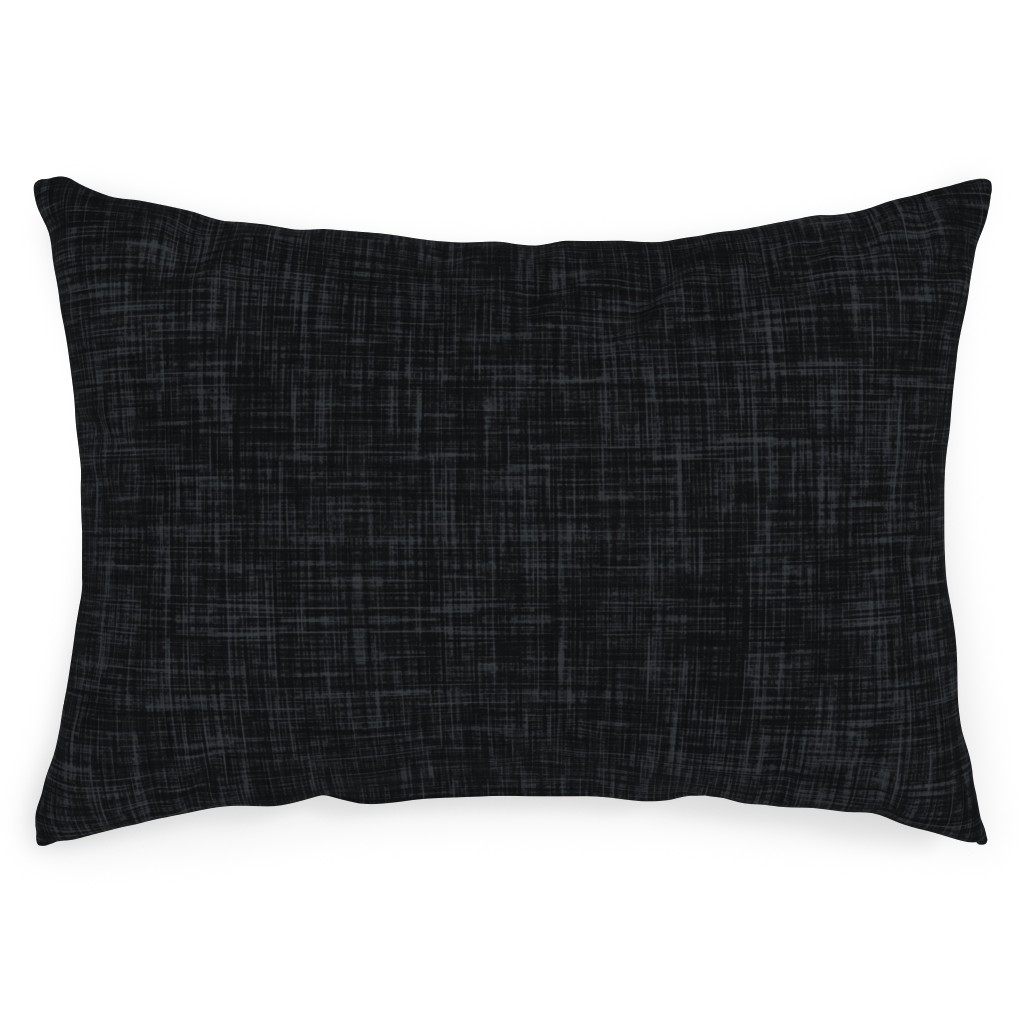 Dark Charcoal Linen Outdoor Pillow, 14x20, Double Sided, Black