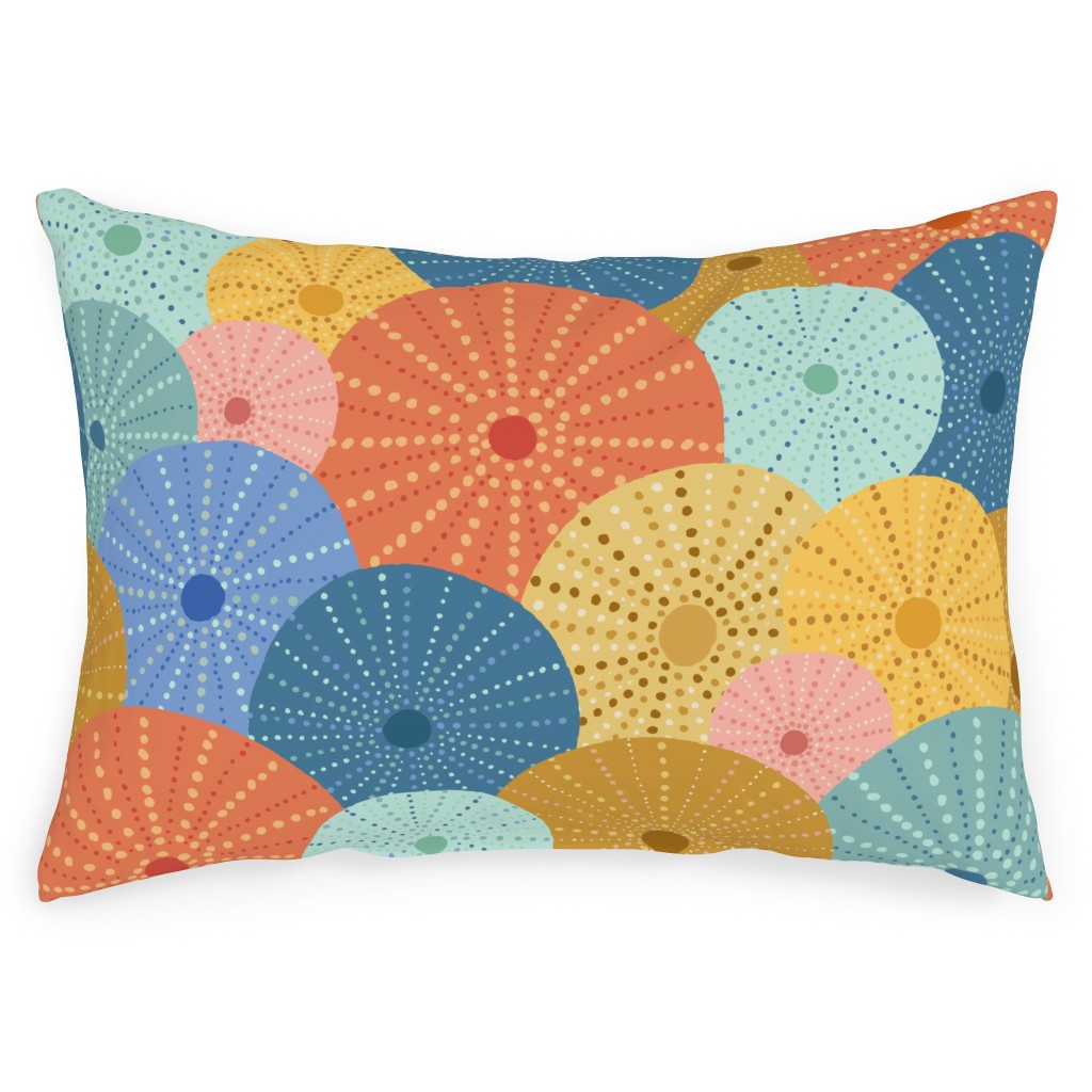 Colorful Sea Urchins Outdoor Pillow, 14x20, Double Sided, Multicolor