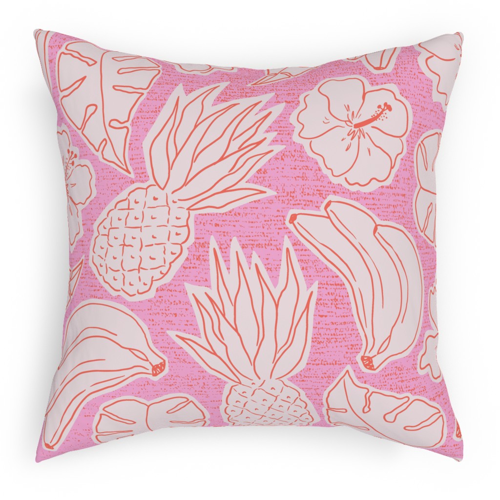 Tropical Cutouts Outdoor Pillow, 18x18, Single Sided, Pink