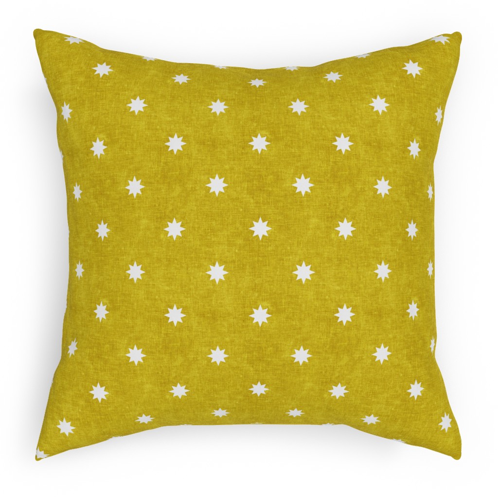 Vintage Stars Outdoor Pillow, 18x18, Single Sided, Yellow