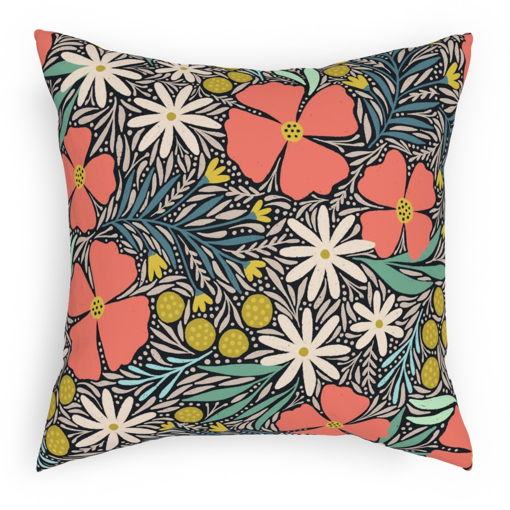 Hilda Floral Coral Outdoor Pillow Shutterfly