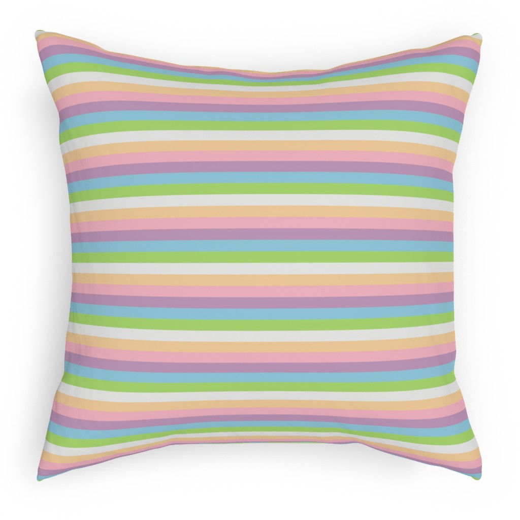 Multi Colored Stripes - Pastel Outdoor Pillow, 18x18, Single Sided, Multicolor