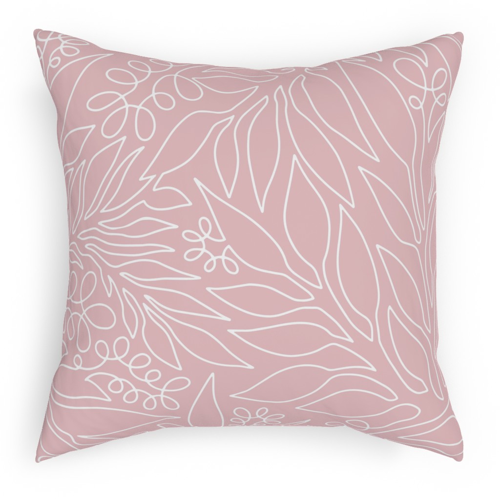 Contour Line Botanicals Blush Pink Outdoor Pillow Shutterfly