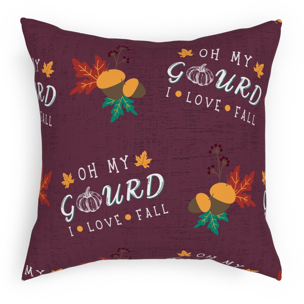 Oh My Gourd on Mauve Outdoor Pillow, 18x18, Single Sided, Purple