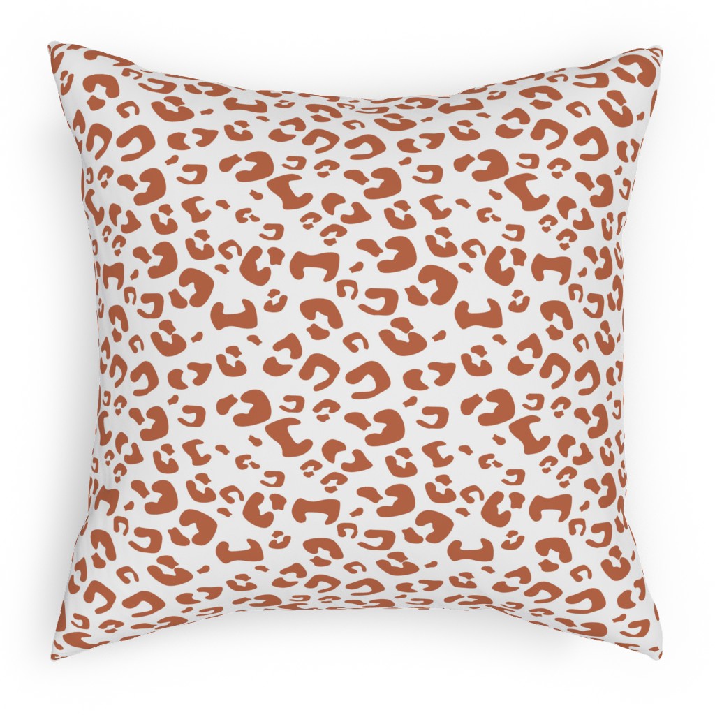 Leopard Print - Terracotta Outdoor Pillow, 18x18, Single Sided, Brown