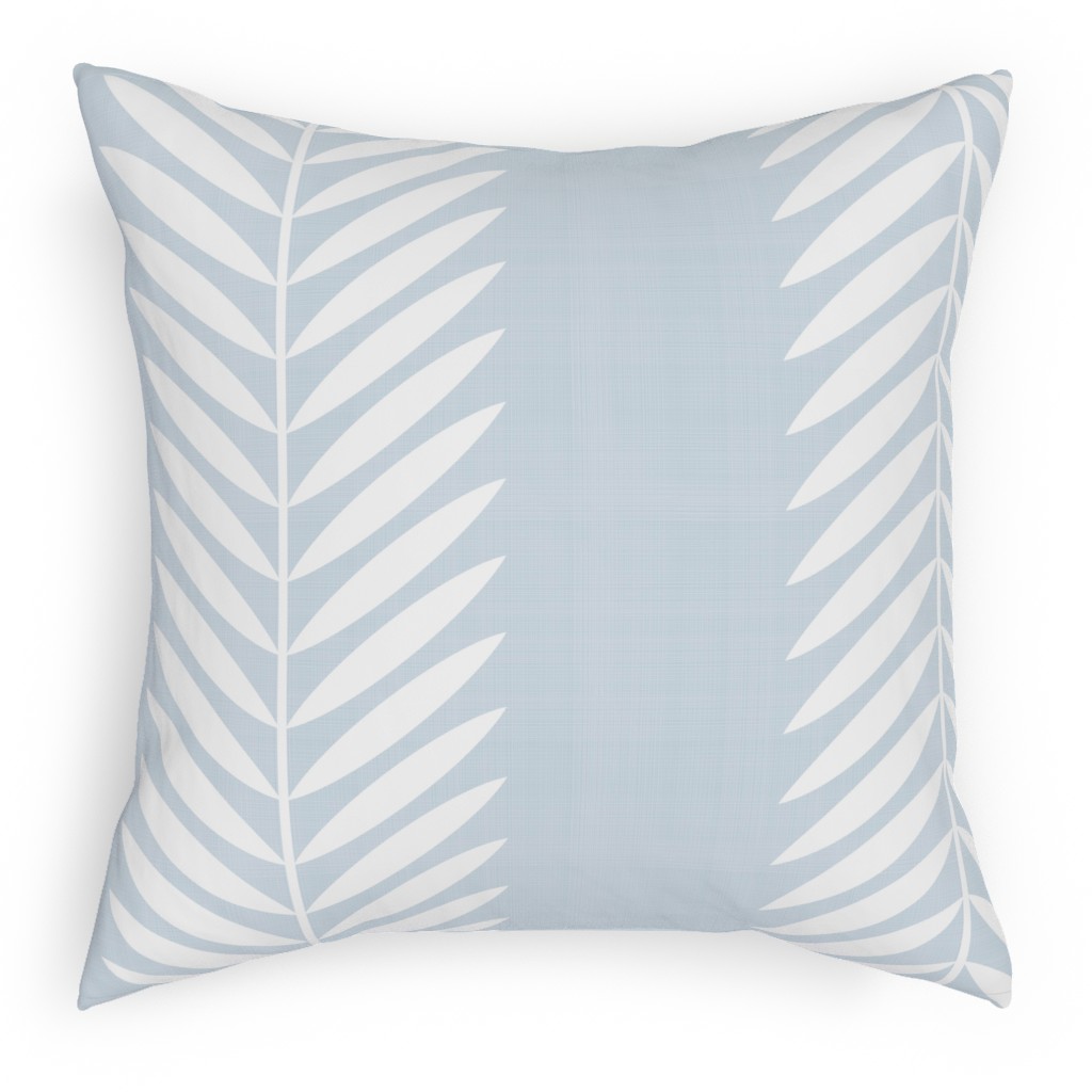Laurel Leaf Stripe - Light Blue Outdoor Pillow, 18x18, Single Sided, Blue