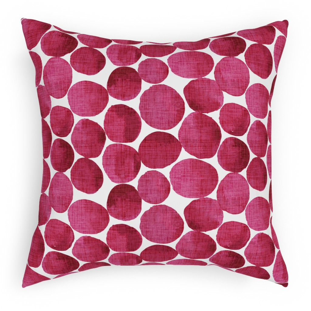 Watercolor Textured Dots - Red Outdoor Pillow, 18x18, Single Sided, Red