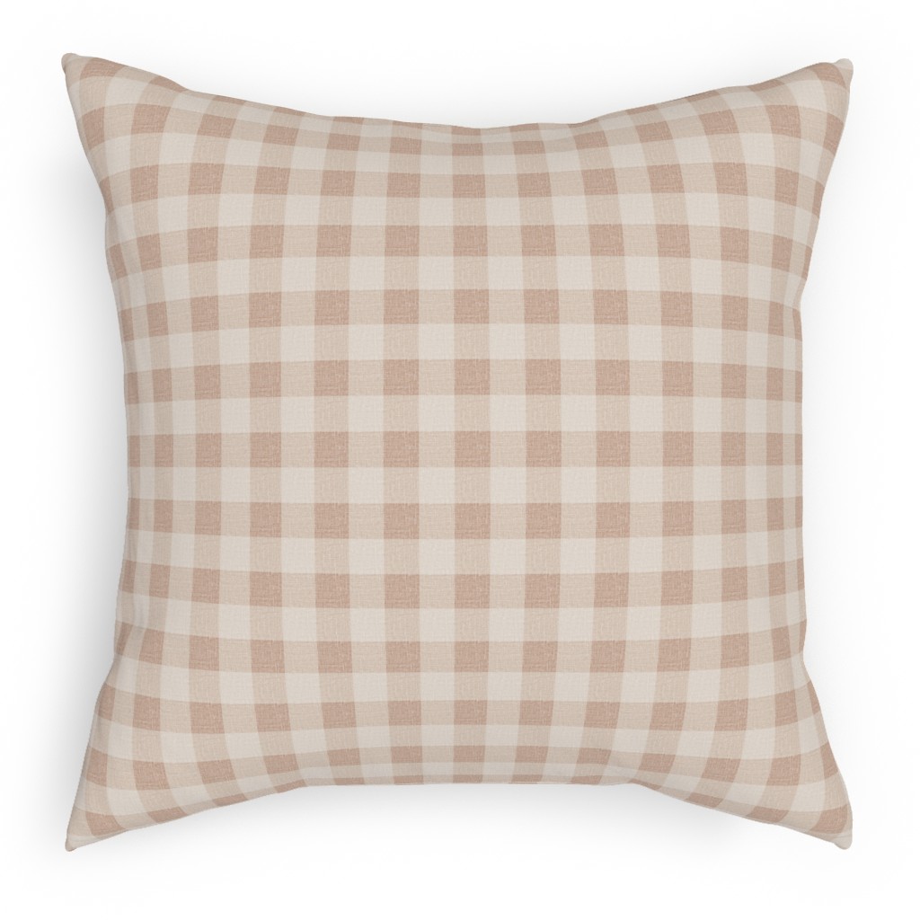 Gingham in Dusty Blush Pinks Outdoor Pillow, 18x18, Single Sided, Pink