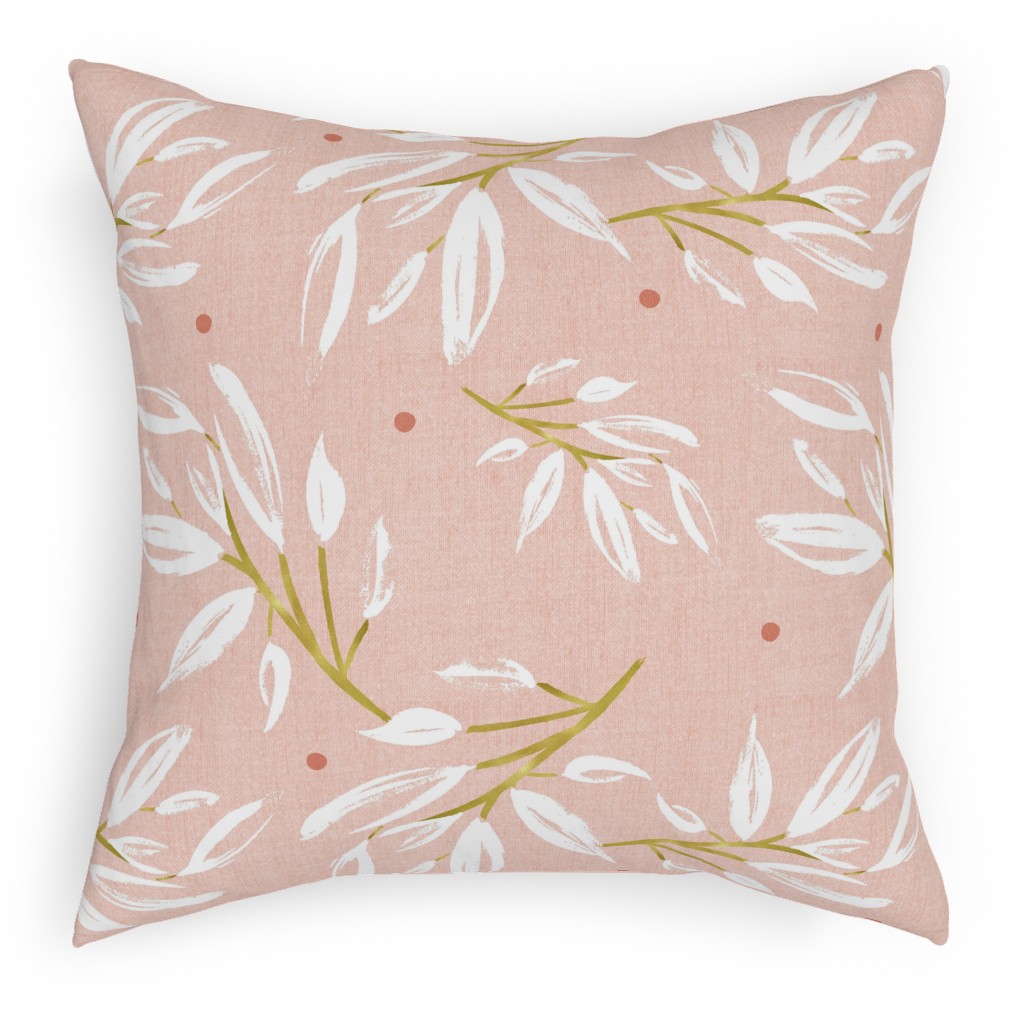 Zen Gilded Leaves Blush Pink Large Outdoor Pillow Shutterfly