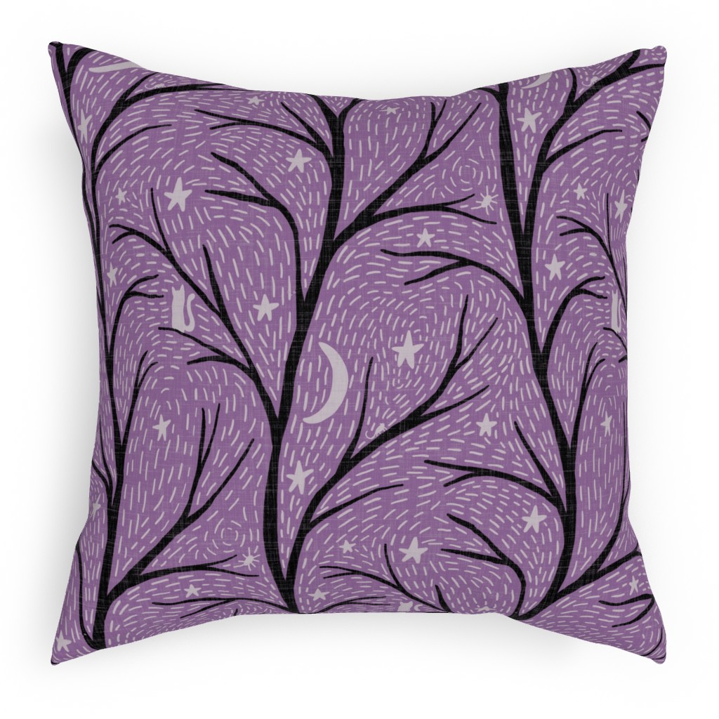 Spooky Night - Purple Outdoor Pillow, 18x18, Double Sided, Purple