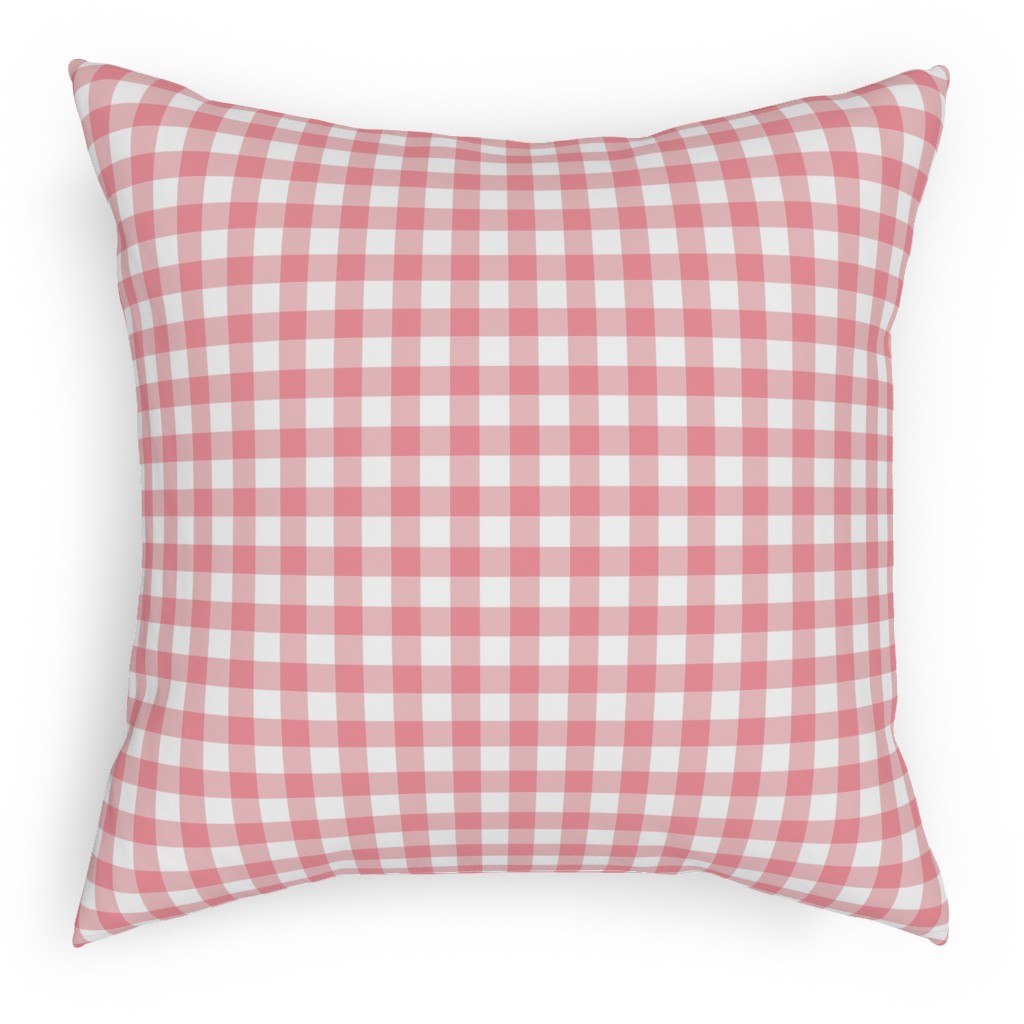 Simple Gingham Outdoor Pillow, 18x18, Double Sided, Pink