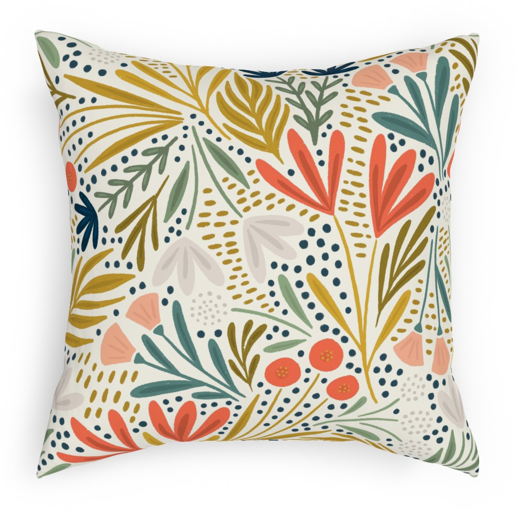 Henrietta Floral - Light Outdoor Pillow, 18x18, Double Sided, Multicolor