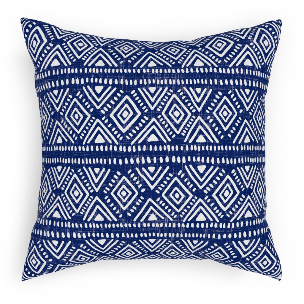 Abstract Diamonds - Navy Outdoor Pillow, 18x18, Double Sided, Blue