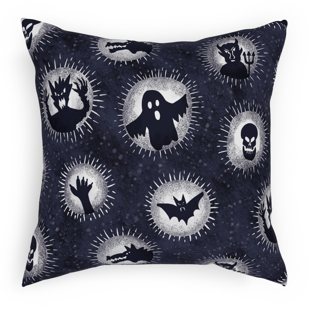 Are You Scared Yet? - Gray Outdoor Pillow, 18x18, Double Sided, Black