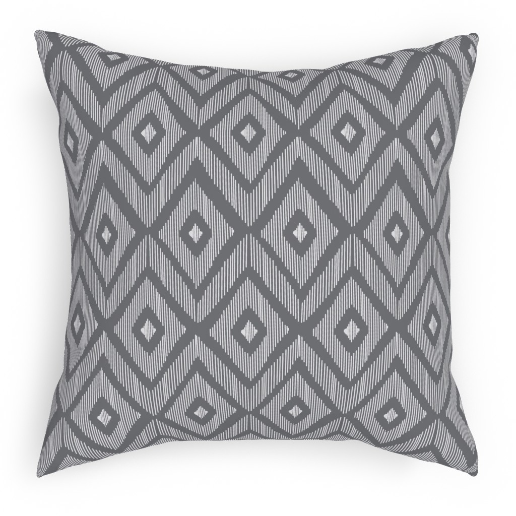 Ikat Outdoor Pillow, 18x18, Double Sided, Gray