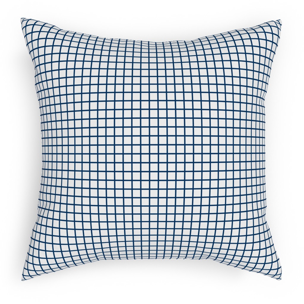 Grid - Navy and White Outdoor Pillow, 18x18, Double Sided, Blue