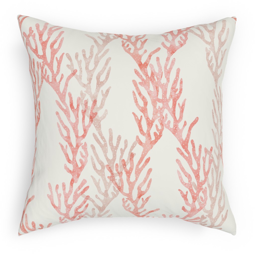 Coral Mermaid Outdoor Pillow, 18x18, Double Sided, Pink