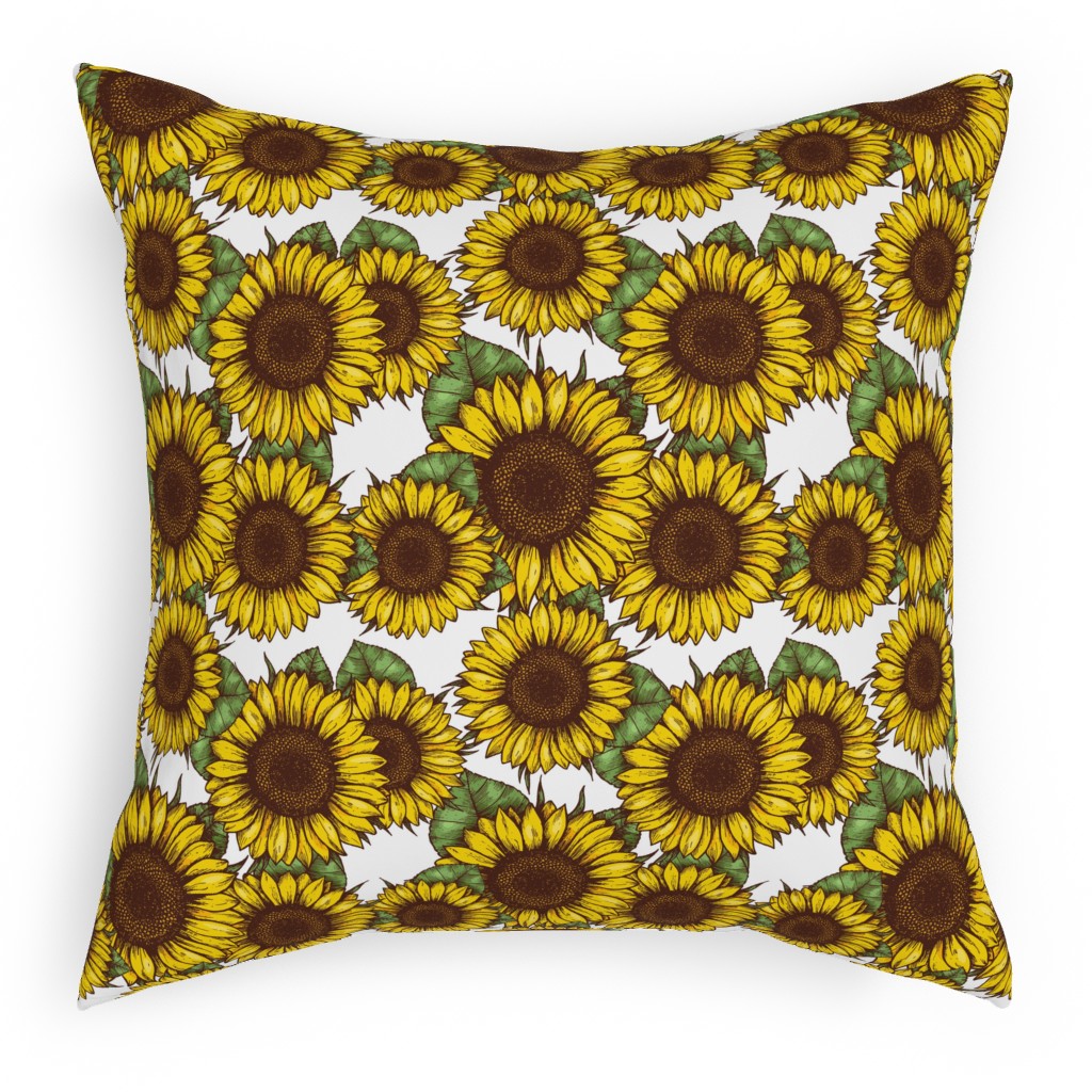 Sunflowers Outdoor Pillow, 18x18, Double Sided, Yellow