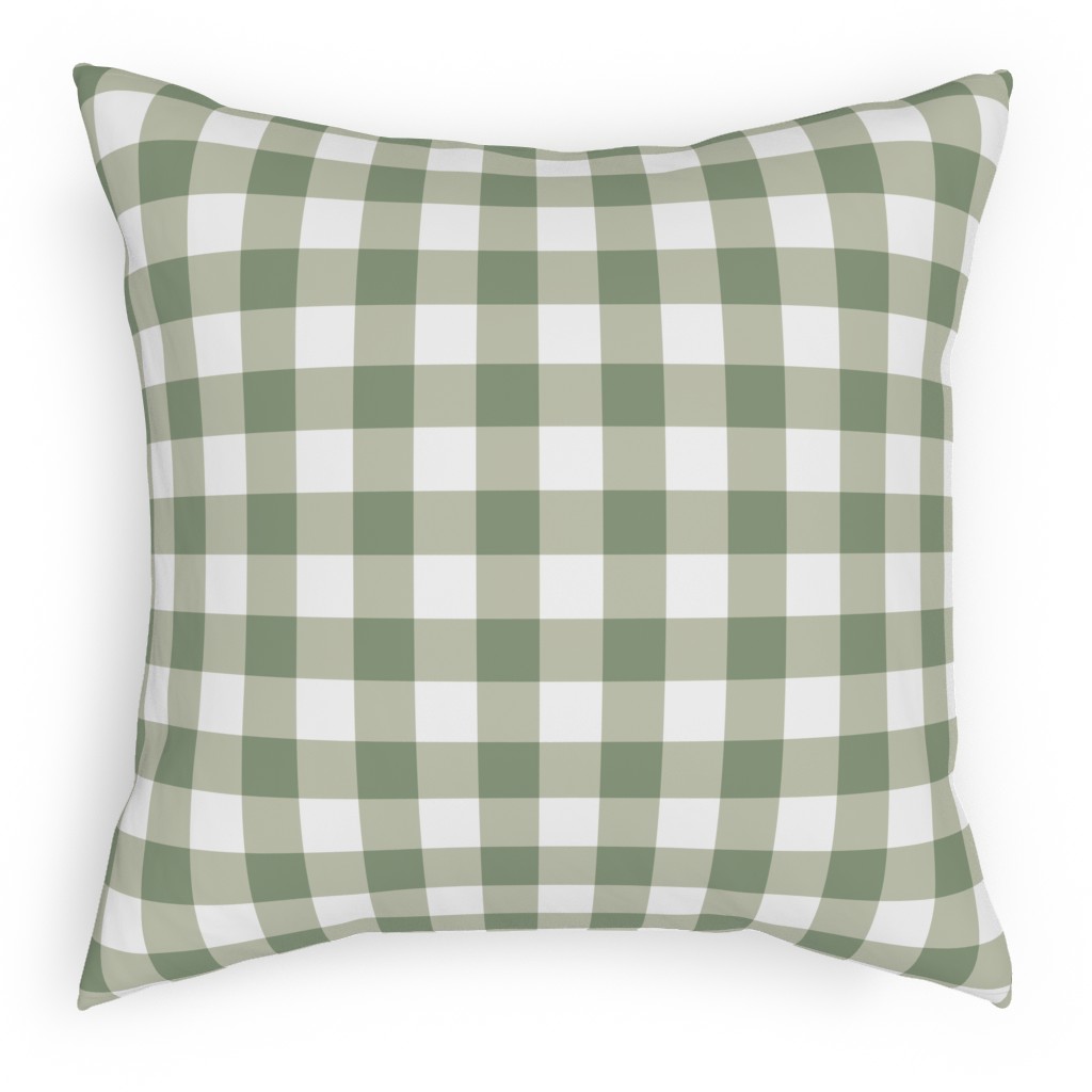 Plaid - Green Outdoor Pillow, 18x18, Double Sided, Green