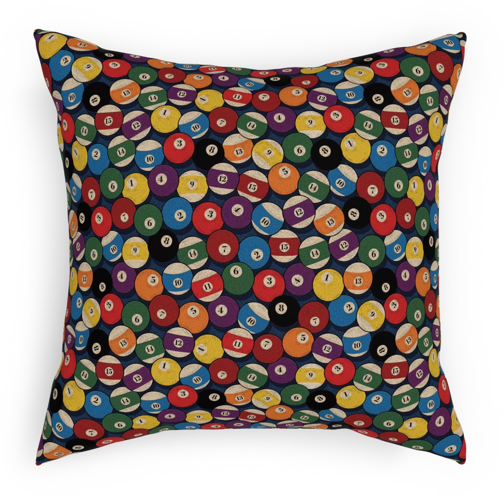 Billiard Bowls - Multi Outdoor Pillow, 18x18, Double Sided, Multicolor