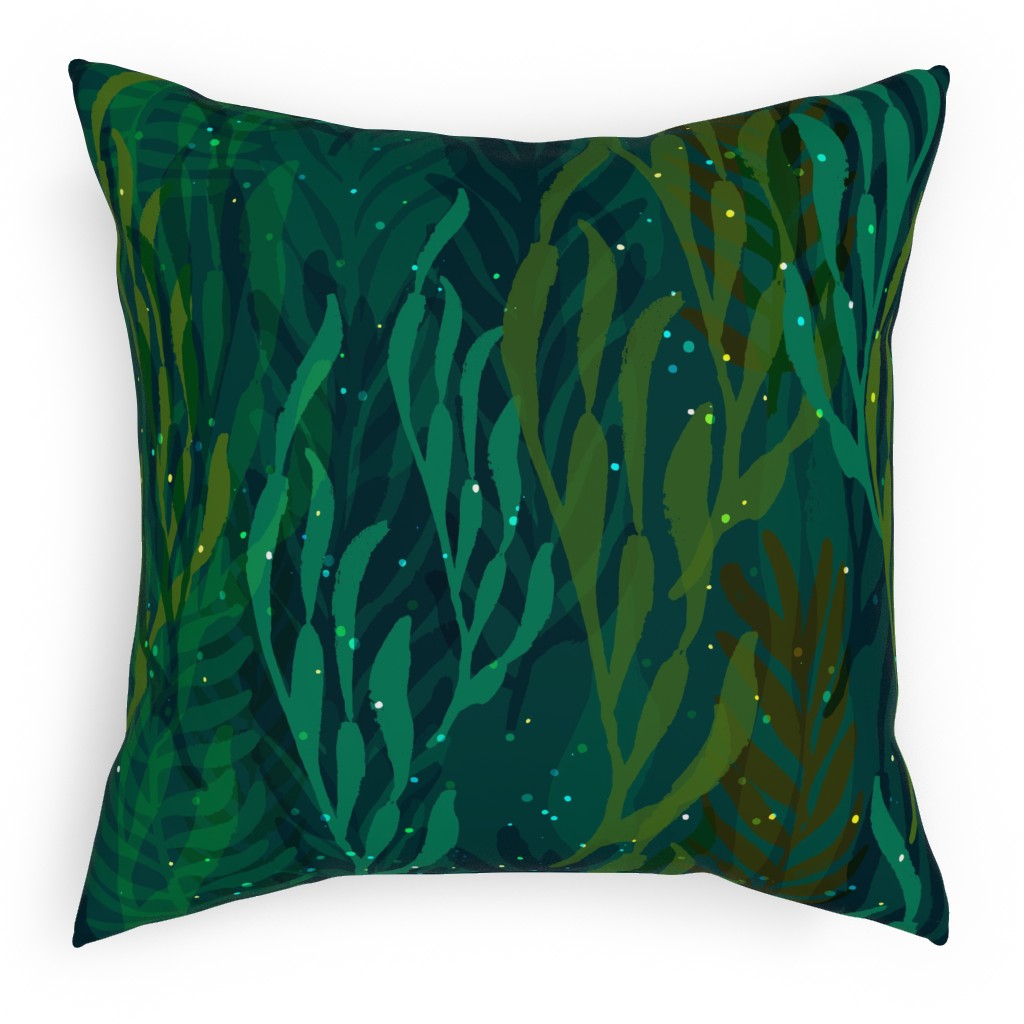 Underwater Forest - Emerald Outdoor Pillow, 18x18, Double Sided, Green