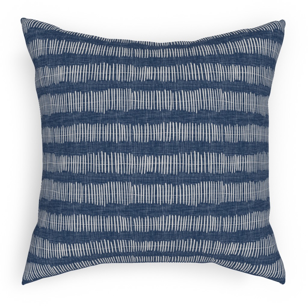 Denim Stripe Outdoor Pillow, 18x18, Double Sided, Blue
