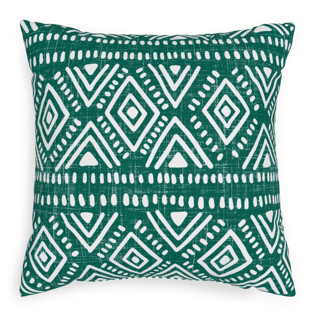 Abstract Diamond Outdoor Pillow, 20x20, Single Sided, Green
