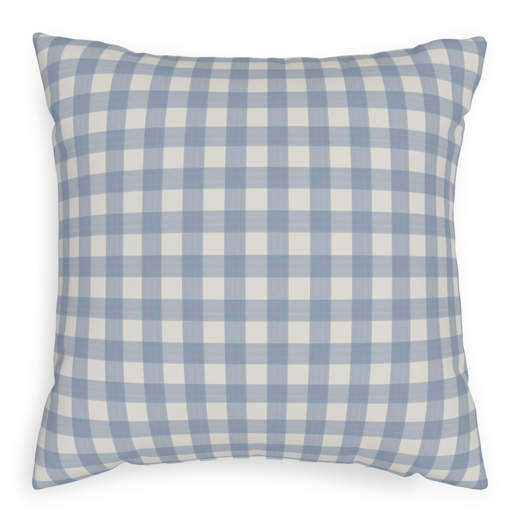 Buffalo Plaid - Soft Blue & Cream Outdoor Pillow, 20x20, Single Sided, Blue