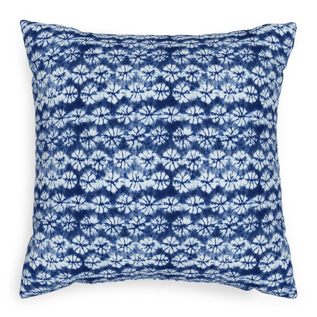 Shibori Pine - Blue Outdoor Pillow, 20x20, Single Sided, Blue