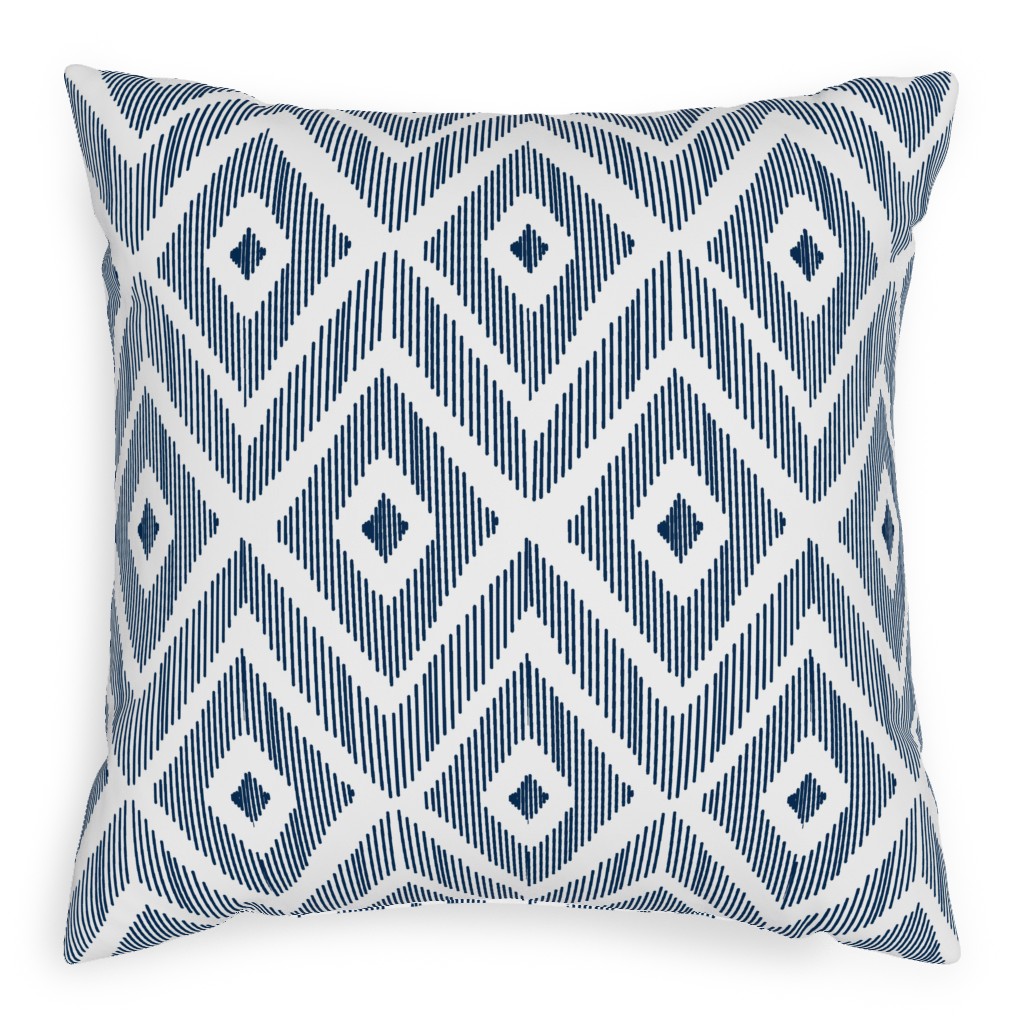 Ikat - Navy Outdoor Pillow, 20x20, Single Sided, Blue
