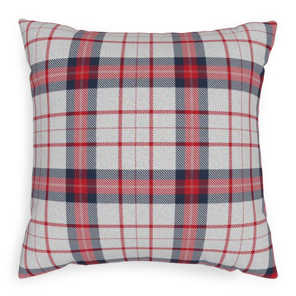 Red White and Blue Plaid Outdoor Pillow, 20x20, Single Sided, Multicolor