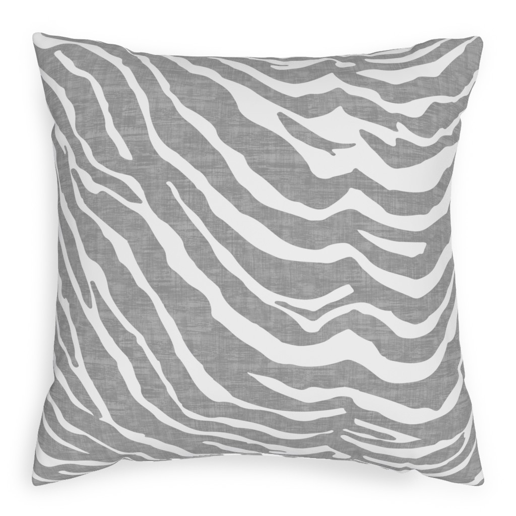 Zebra Texture - Gray Outdoor Pillow, 20x20, Single Sided, Gray