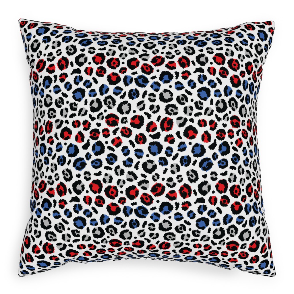 Patriotic Leopard Outdoor Pillow, 20x20, Single Sided, Multicolor