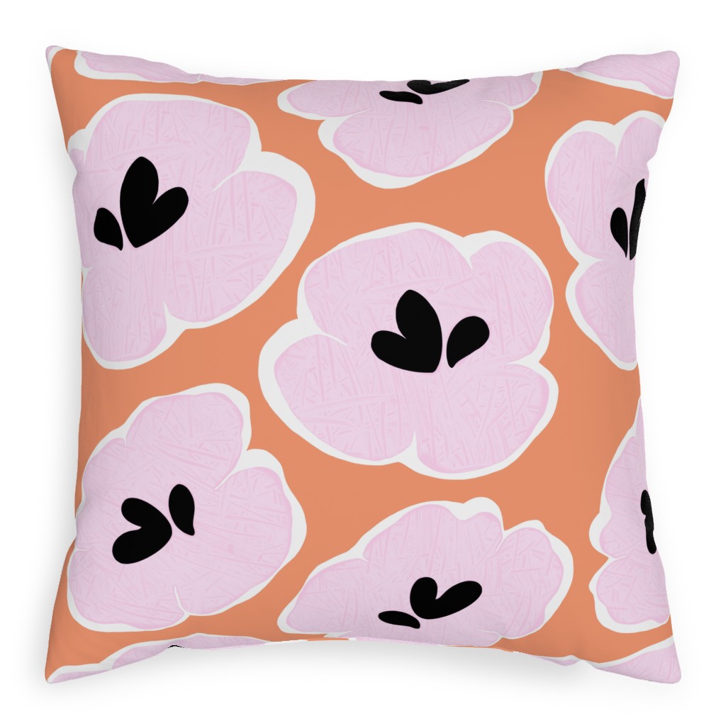 J�nn� Valo - Orange and Pink Outdoor Pillow, 20x20, Single Sided, Pink