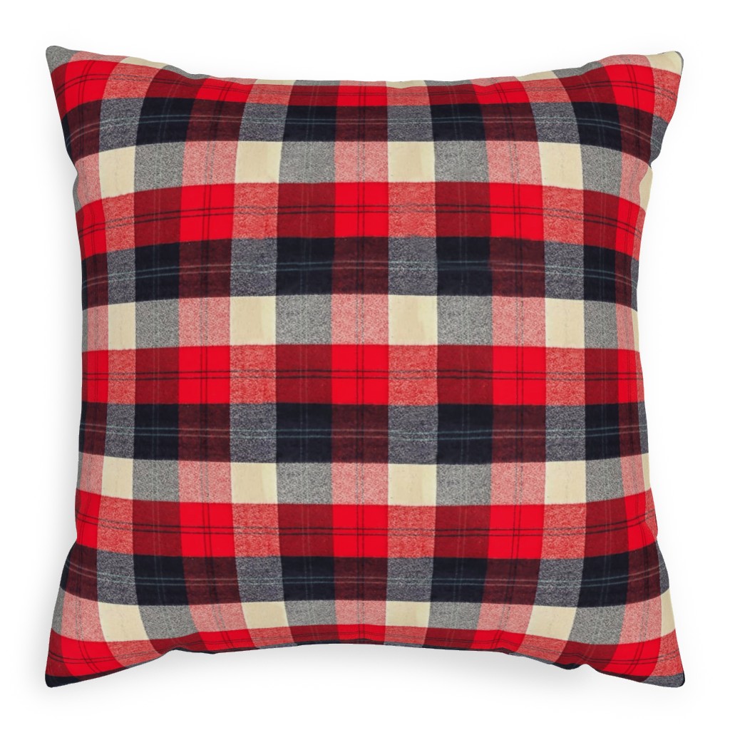 Lumberjack Flannel Buffalo Plaid - Red Outdoor Pillow, 20x20, Single Sided, Red