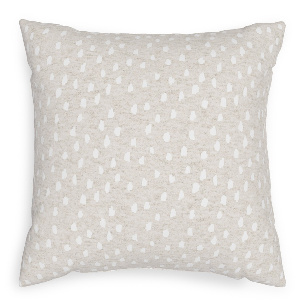 White Speckle Dot on Textured Oatmeal Outdoor Pillow, 20x20, Single Sided, Beige