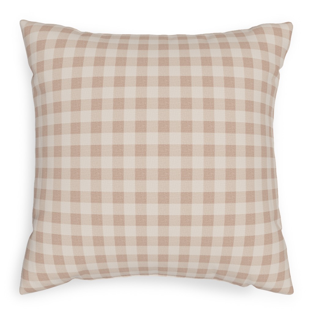 Gingham in Dusty Blush Pinks Outdoor Pillow, 20x20, Single Sided, Pink