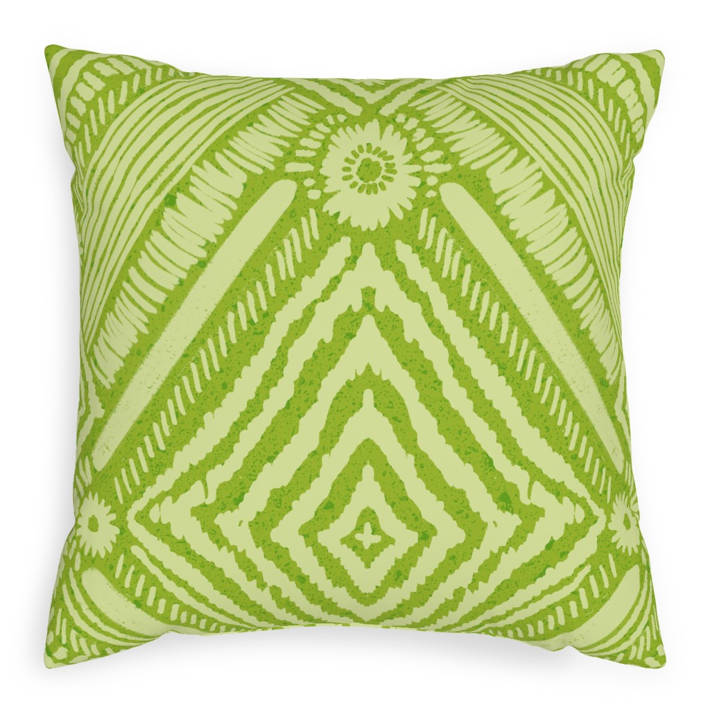 Textural Diamonds - Green Outdoor Pillow, 20x20, Single Sided, Green