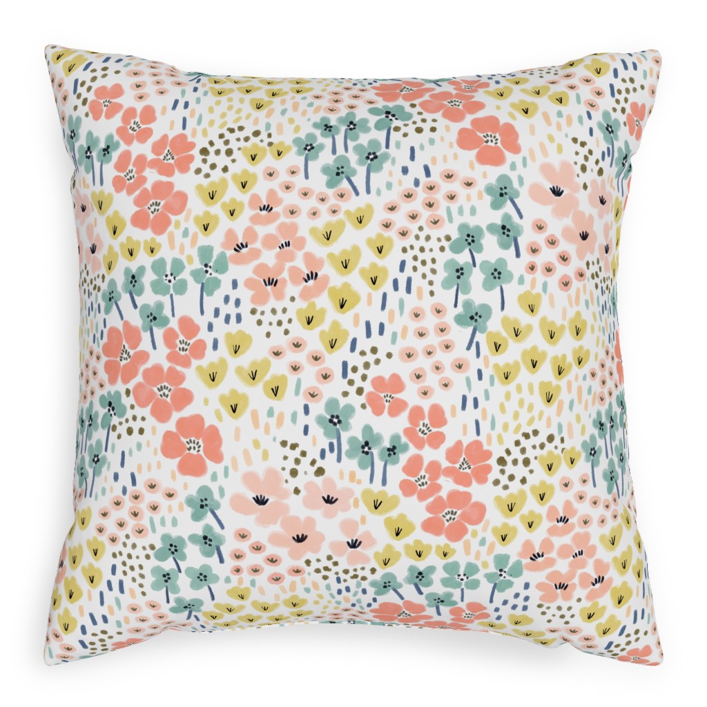 April Bits Vintage - Pink Outdoor Pillow, 20x20, Double Sided, Pink