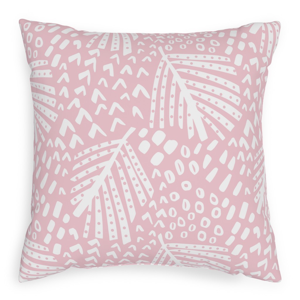 Palm Leaves Outdoor Pillow, 20x20, Double Sided, Pink