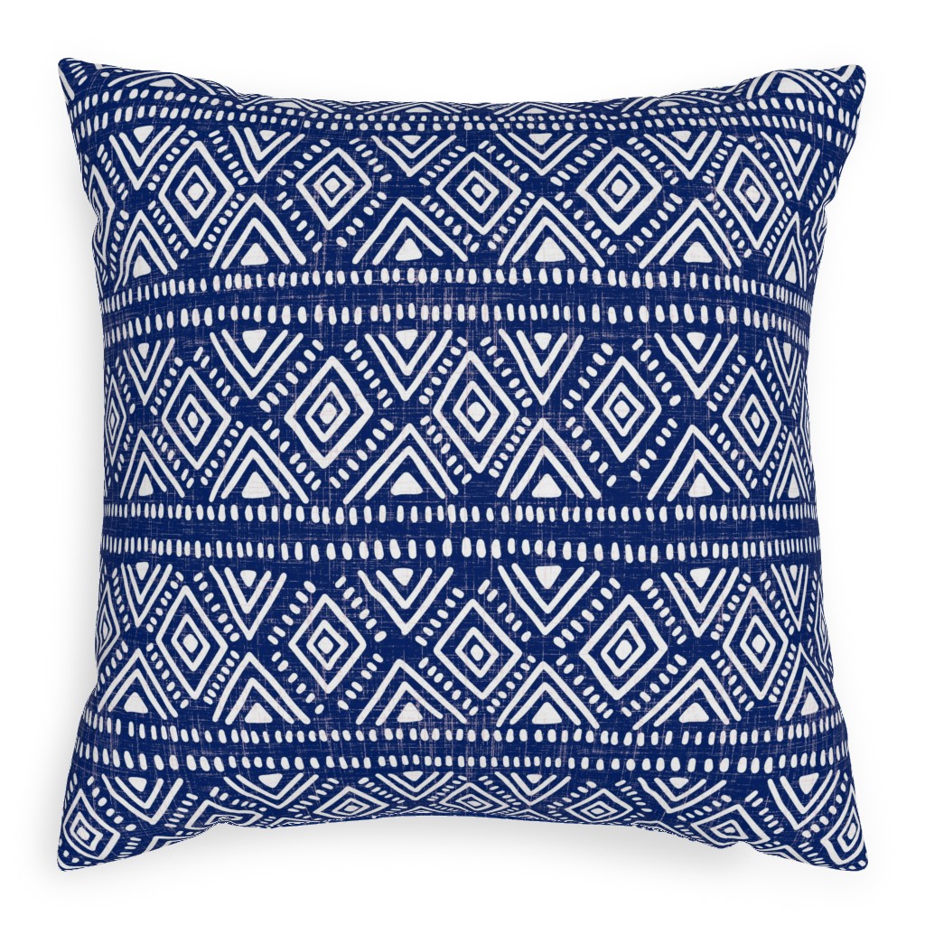 Abstract Diamonds - Navy Outdoor Pillow, 20x20, Double Sided, Blue