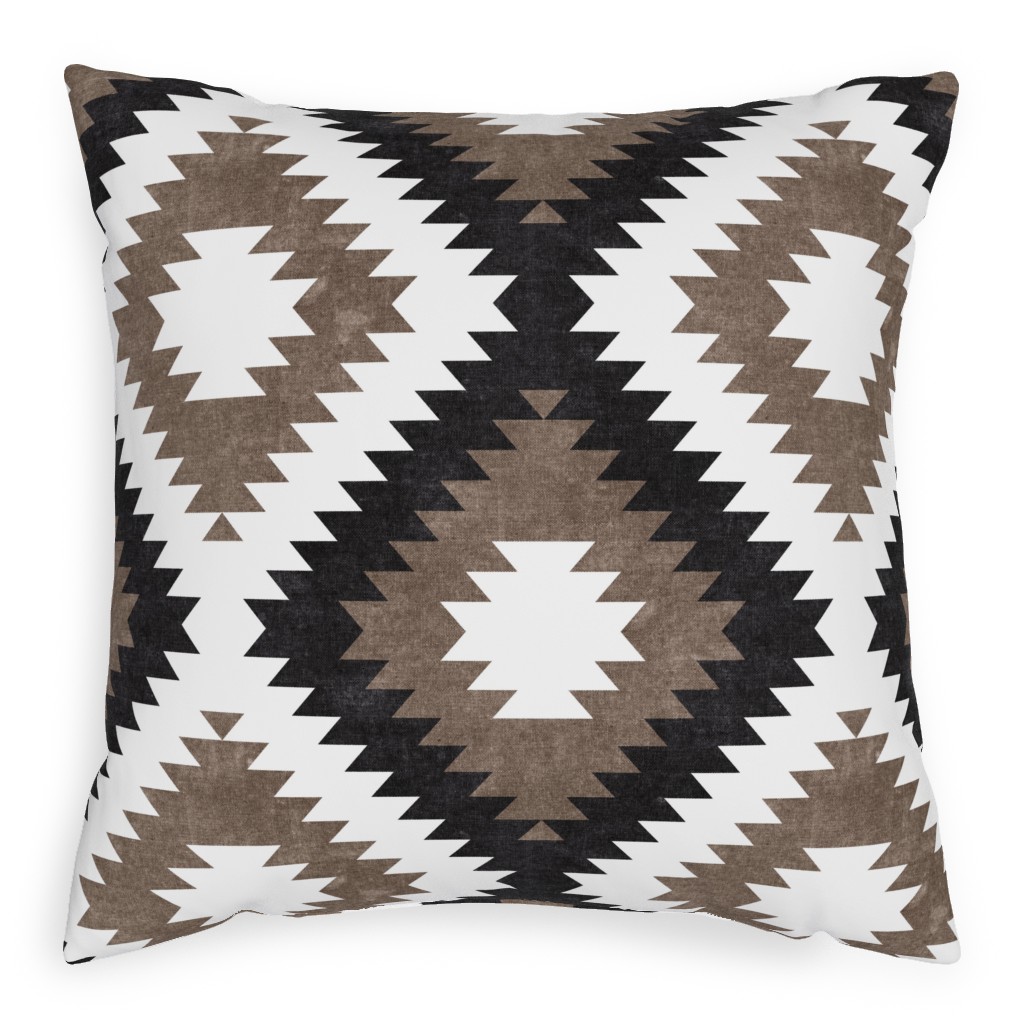 Tribal Southwest Boho Outdoor Pillow, 20x20, Double Sided, Brown