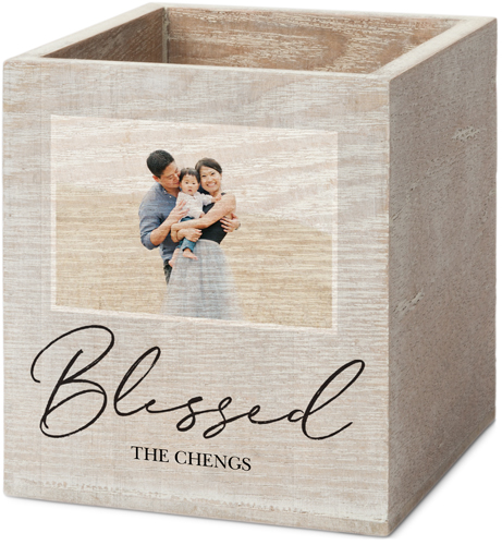 Blessed Script Pen and Pencil Holder, Pen and Pencil Holder, Gray