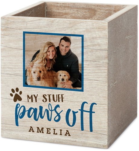 Rustic Paws Off Pen and Pencil Holder, Pen and Pencil Holder, Blue