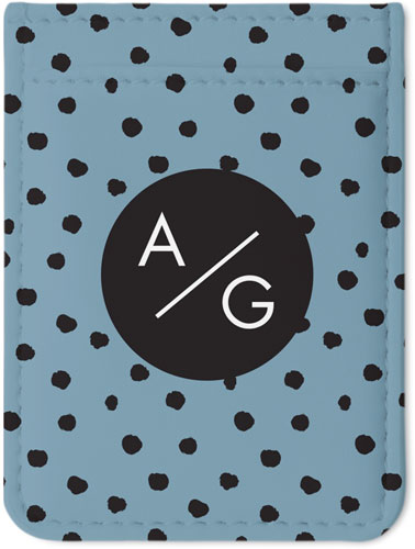 Organic Dot Initials Phone Card Holder, Blue, marine layer